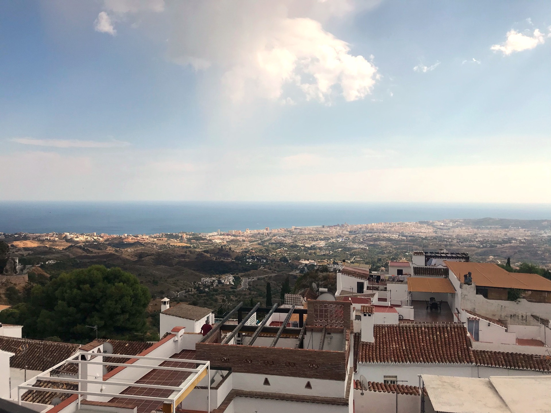 Wide view from Mijas Pueblo towards the Mediterranean coast